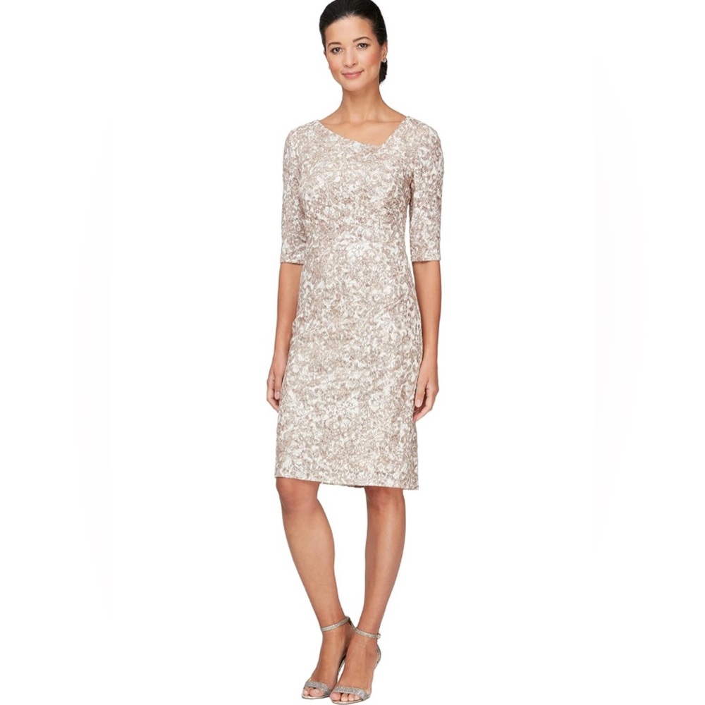 NWT Alex Evenings Sequin Embroidered Sheath Dress Size 10